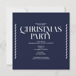 Invitation vintage élégante bleue pour fête de Noë