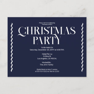 Invitation vintage élégante bleue pour fête de Noë