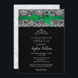 Invitation Vintage Emerald Green Ribbon Lace Sweet 16<br><div class="desc">Vintage Emerald Green Ribbon Lace Sweet 16 Invitation</div>