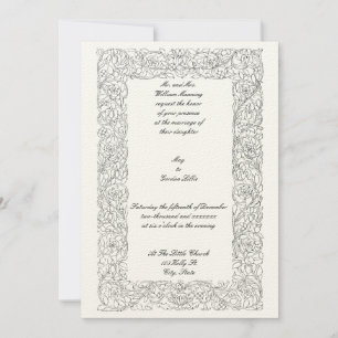 Invitation Vintage époque victorienne 1873 Cadre floral simpl