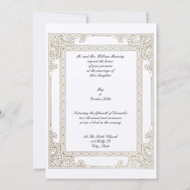 Invitation Vintage époque victorienne 1877 Cadre simple (Devant)