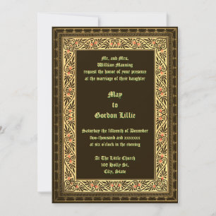 Invitation Vintage époque victorienne 1882 Mariage frontalier