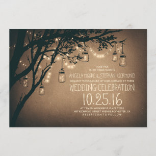 Invitation Vintage et rustique Mason Jar String Mariage
