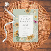 Invitation vintage été Sunflower Floral Douche
