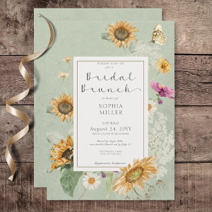 Invitation Vintage été Sunflower Green Bridal Brunch