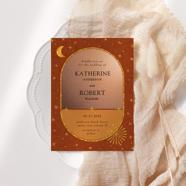 Invitation Vintage étoile de lune céleste Mariage (Créateur téléchargé)