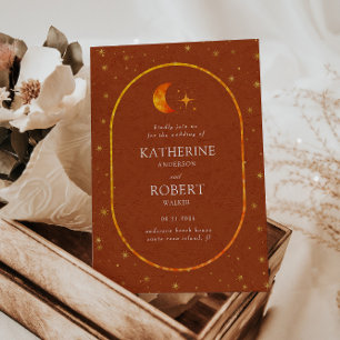 Invitation Vintage étoile de lune céleste Mariage