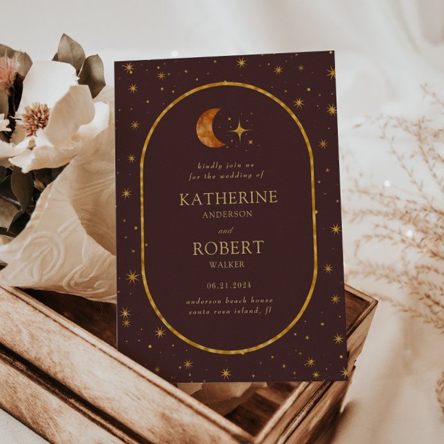 Invitation Vintage étoile de lune céleste Mariage (Créateur téléchargé)