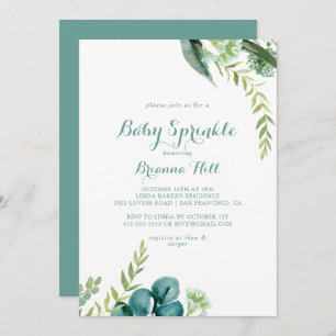 Invitation Vintage Eucalyptus Vert Bébé Parsemer