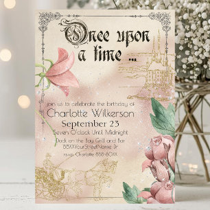 Invitation Vintage Fairy Tale Theme Château et transport