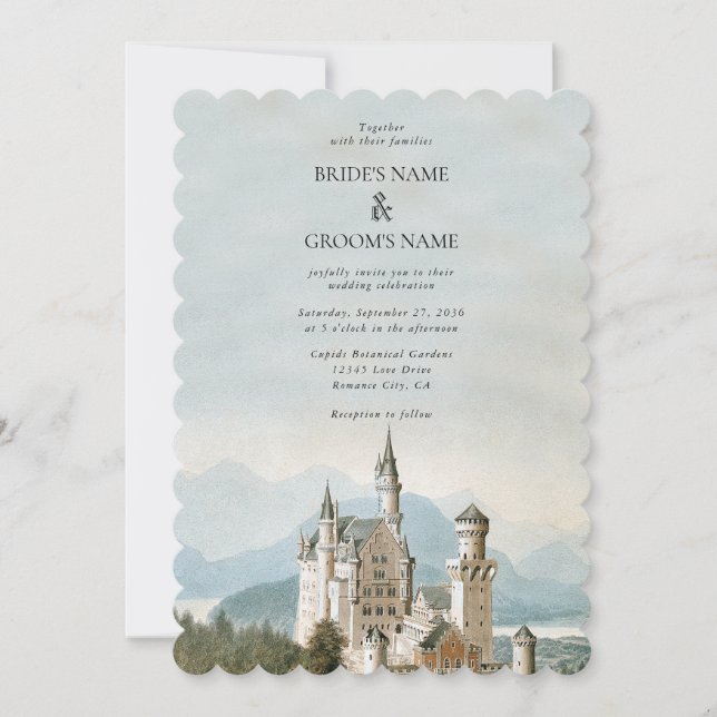 Invitation Vintage Fairytale Castle Rustic Forest Mariage (Devant)