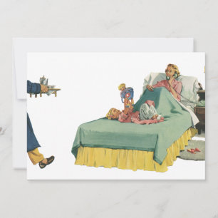 Invitation Vintage Family Serving Mom Petit déjeuner en Bed