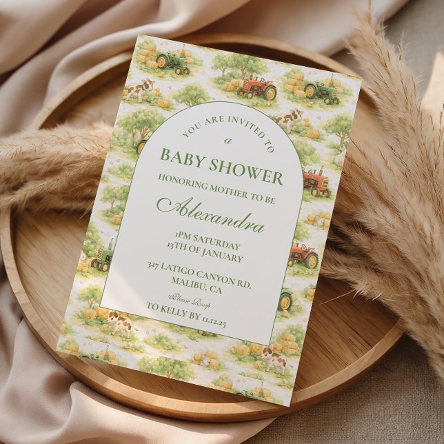 Invitation Vintage Farm Tractor Countryside Baby Shower (Créateur téléchargé)