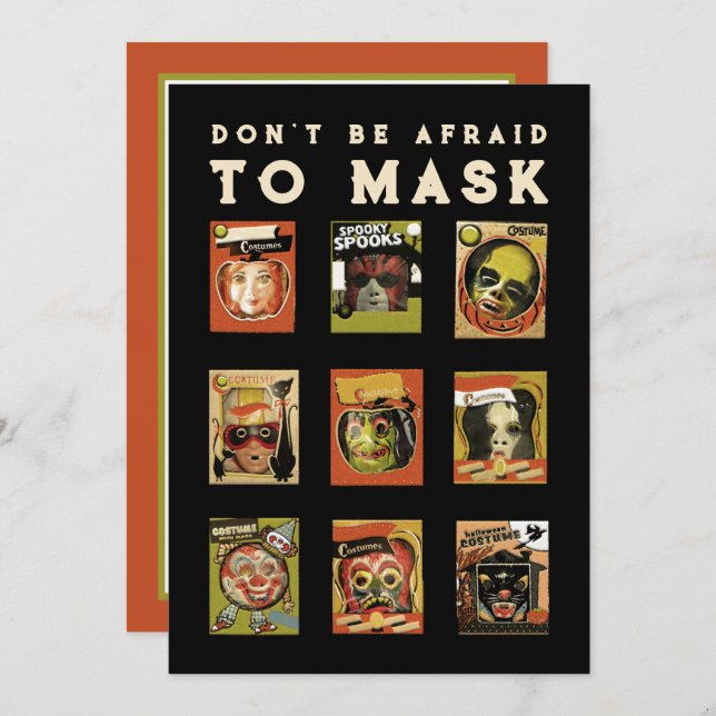 Invitation Vintage fête d'Halloween (Devant / Derrière)