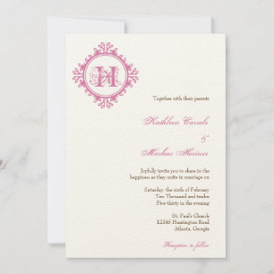 Invitation Vintage feuilles rose pourriture cadre mariage mon