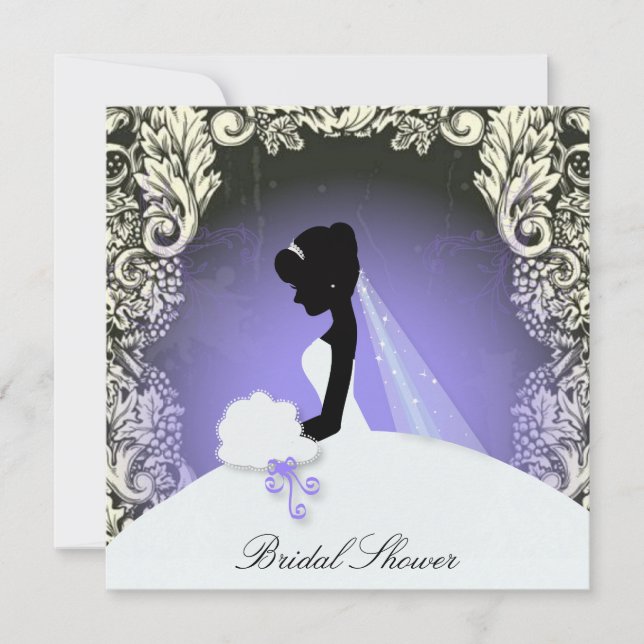 Invitation vintage fiancée florale silhouette nuptiale (Devant)