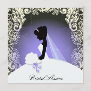 Invitation vintage fiancée florale silhouette nuptiale