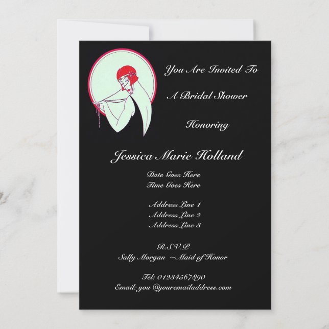 Invitation Vintage Flapper classique ~ Fête de l'mariée (Devant)