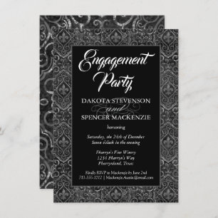 Invitation Vintage Fleur de Lis Damask   Grunge Fiançailles