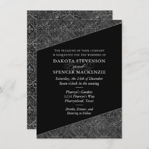 Invitation Vintage Fleur de Lis Damask   Grunge Mariage