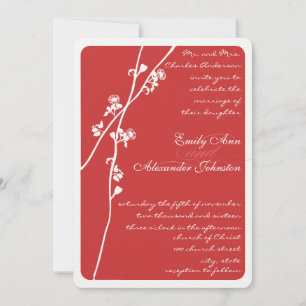 Invitation Vintage Fleur sauvage rouge Mariage Floral