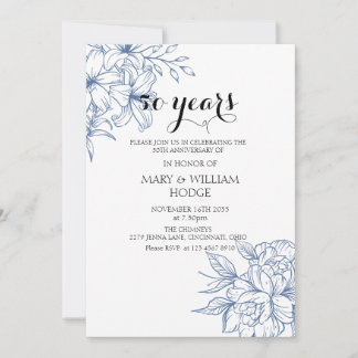 Invitation Vintage Floral 50e anniversaire de mariage