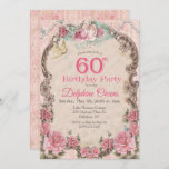 Invitation Vintage Floral 60e anniversaire<br><div class="desc">Invitation Florale Vintage 60e anniversaire Tea Party Pearls</div>