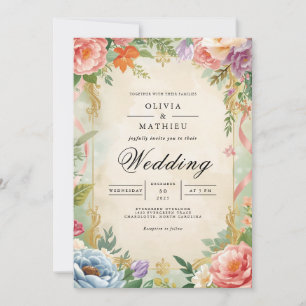 Invitation Vintage Floral Archway Romance Mariage