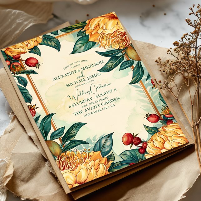 Invitation Vintage Floral Art Nouveau Mariage (Créateur téléchargé)