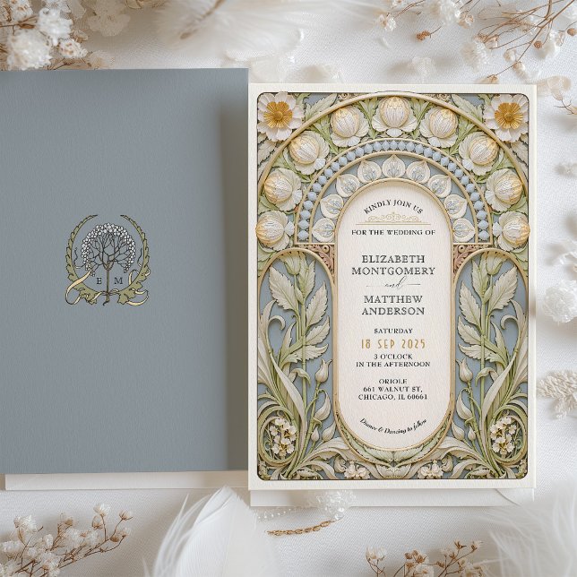 Invitation Vintage Floral Art Nouveau Mariage (Créateur téléchargé)
