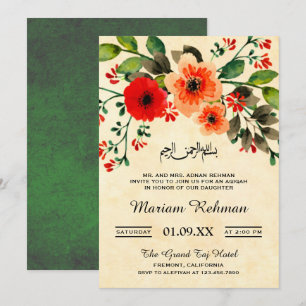 Invitation Vintage Floral Baby Girl Aqiqah