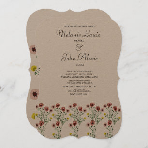 Invitation Vintage Floral Botanical Brodé Mariage Art
