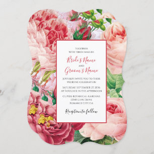 Invitation Vintage Floral & Botanique Rose Roses Mariage Invi