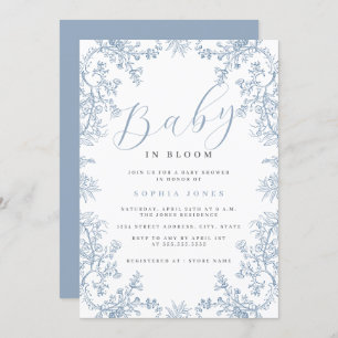 Invitation Vintage Floral Boy Baby dans le Baby shower Bloom