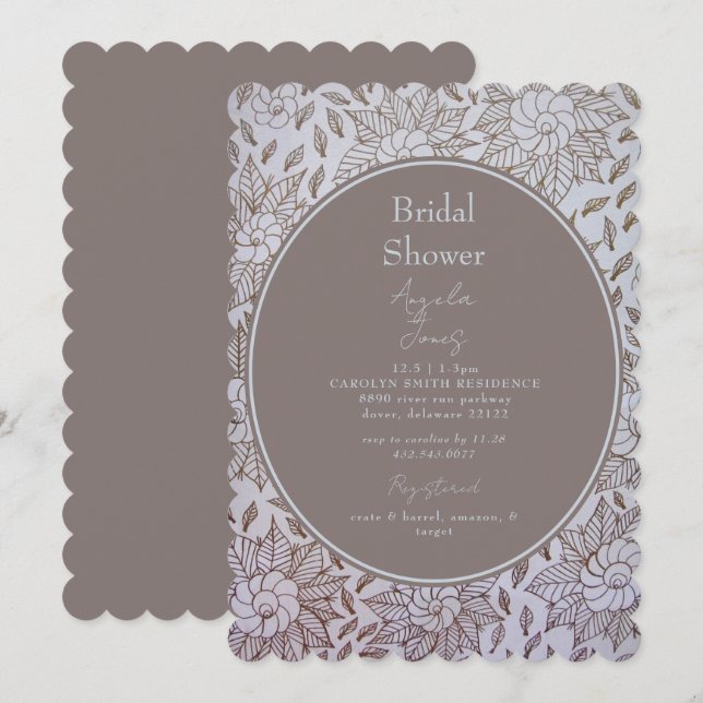 Invitation vintage Floral Bridal Shower (Devant / Derrière)