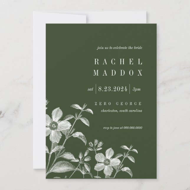 Invitation vintage Floral Bridal Shower (Devant)