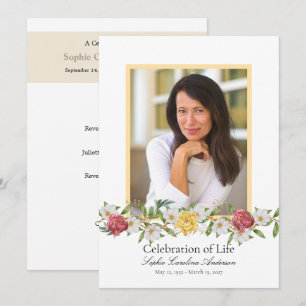 Invitation Vintage Floral Celebration of Life Program