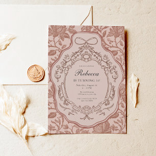 Invitation Vintage Floral Coquette Adulte Anniversaire