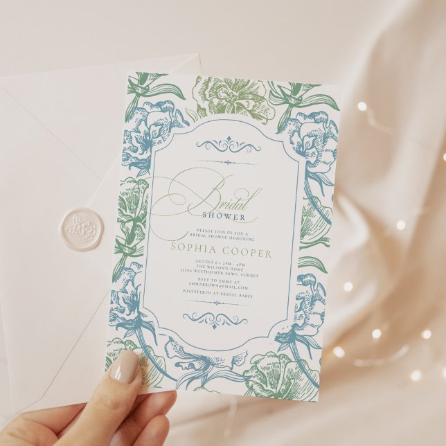 Invitation Vintage Floral Fête des mariées Toile (Créateur téléchargé)