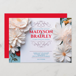 Invitation Vintage Floral Fleurs blanches fleurissent Mariage