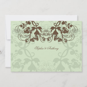 Invitation Vintage Floral Fruit Monnaie Café Mariage Inviter
