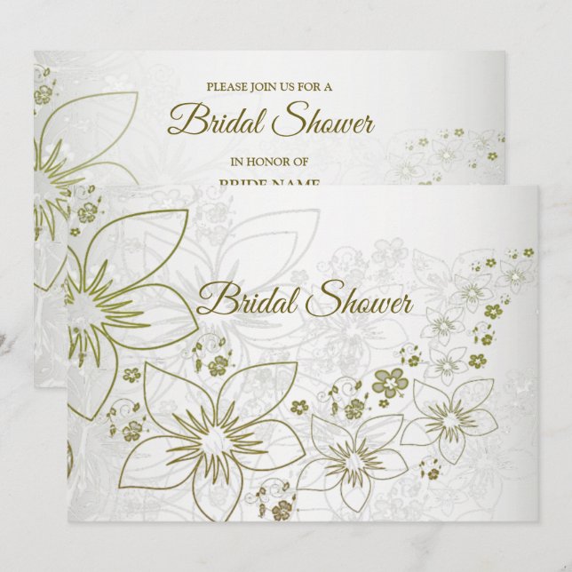 Invitation Vintage Floral Greenery Elegant Bridal Shower (Devant / Derrière)