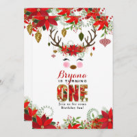 Vintage Floral Reindeer 1ER ANNIVERSAIRE