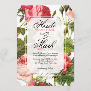Invitation Vintage Floral Romance Rose Roses Mariage
