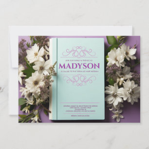 Invitation Vintage Floral Story Bat mitzvah de couverture