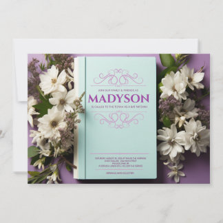 Invitation Vintage Floral Story Bat mitzvah de couverture