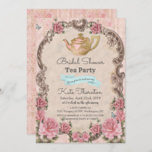 Invitation vintage Floral Tea Bridal Douche