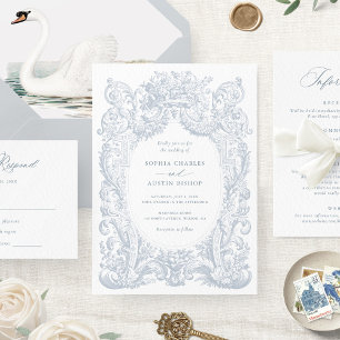 Invitation Vintage Floral Victorian Orament Frame Mariage