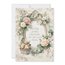 Invitation vintage florale pour Sweet 16 Tea Party