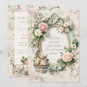 Invitation vintage florale pour Sweet 16 Tea Party